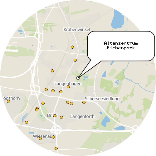 Kartenausschnitt für die Firma Altenzentrum Eichenpark