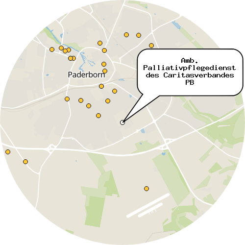 Kartenausschnitt für die Firma Amb. Palliativpflegedienst des Caritasverbandes PB