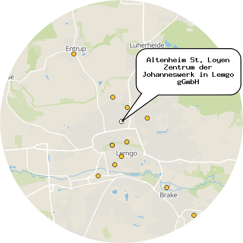 Kartenausschnitt für die Firma Altenheim St. Loyen Zentrum der Johanneswerk in Lemgo gGmbH