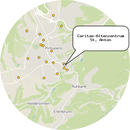 Kartenausschnitt für die Firma Caritas-Altenzentrum St. Anton