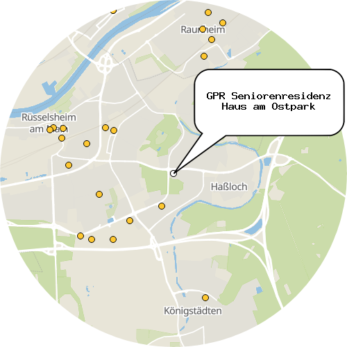Kartenausschnitt für die Firma GPR Seniorenresidenz Haus am Ostpark