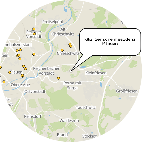 Kartenausschnitt für die Firma K&S Seniorenresidenz Plauen