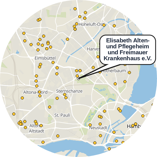 Kartenausschnitt für die Firma Elisabeth Alten- und Pflegeheim und Freimauer Krankenhaus e.V.