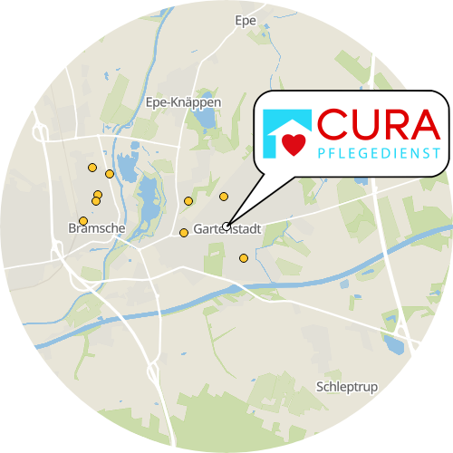 Kartenausschnitt für die Firma Cura Bramsche GmbH (vorm. Ambulante Dienste Käuper)