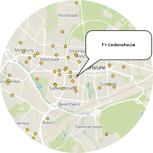 Kartenausschnitt für die Firma Friedensheim