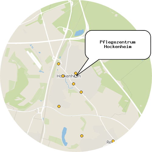 Kartenausschnitt für die Firma Pflegezentrum Hockenheim