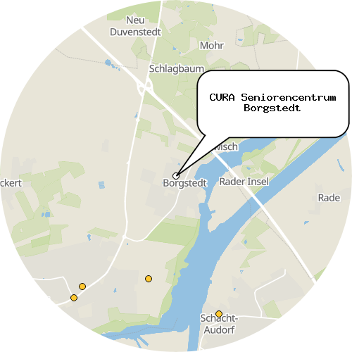 Kartenausschnitt für die Firma CURA Seniorencentrum Borgstedt
