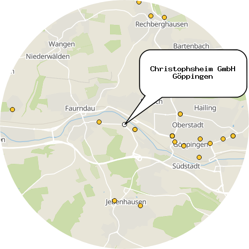 Kartenausschnitt für die Firma Christophsheim GmbH Göppingen