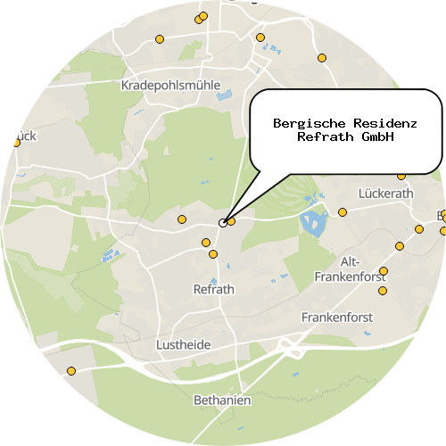 Kartenausschnitt für die Firma Bergische Residenz Refrath GmbH