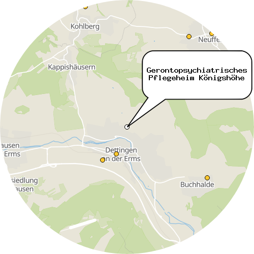 Kartenausschnitt für die Firma Gerontopsychiatrisches Pflegeheim Königshöhe