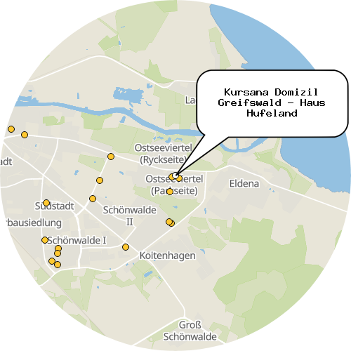 Kartenausschnitt für die Firma Kursana Domizil Greifswald - Haus Hufeland