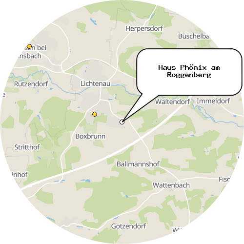 Kartenausschnitt für die Firma Haus Phönix am Roggenberg