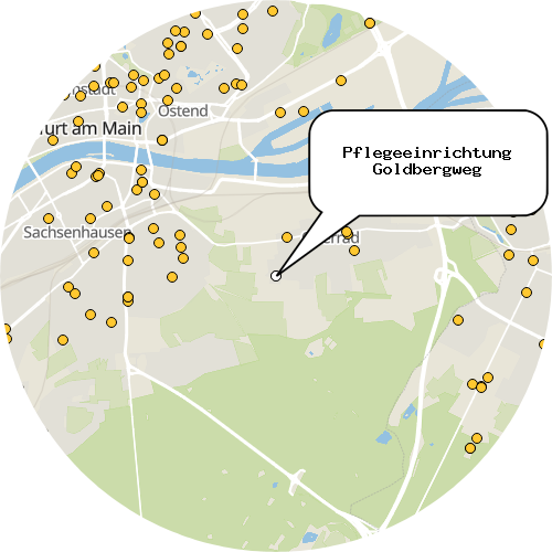 Kartenausschnitt für die Firma Pflegeeinrichtung Goldbergweg