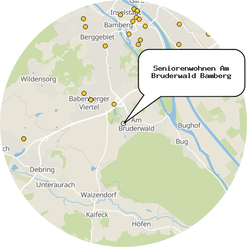 Kartenausschnitt für die Firma Seniorenwohnen Am Bruderwald Bamberg