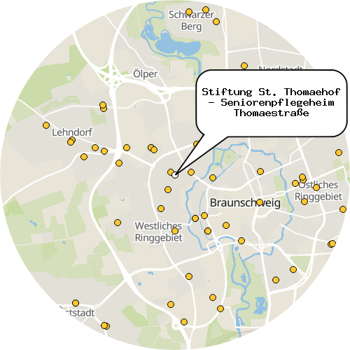 Kartenausschnitt für die Firma Stiftung St. Thomaehof - Seniorenpflegeheim Thomaestraße