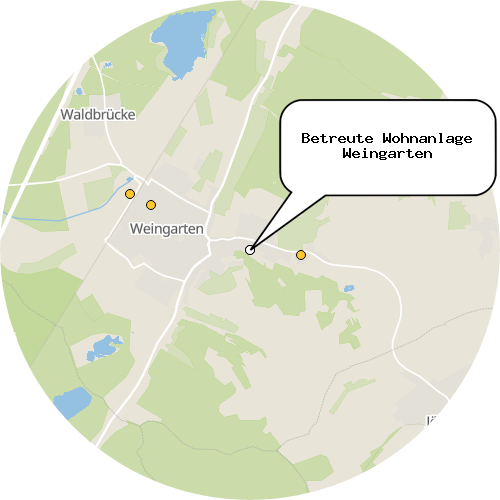 Kartenausschnitt für die Firma Betreute Wohnanlage Weingarten