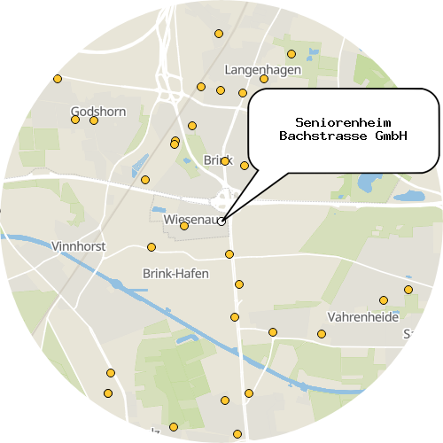 Kartenausschnitt für die Firma Seniorenheim Bachstrasse GmbH
