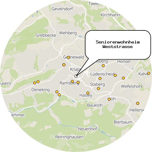 Kartenausschnitt für die Firma Seniorenwohnheim Weststrasse