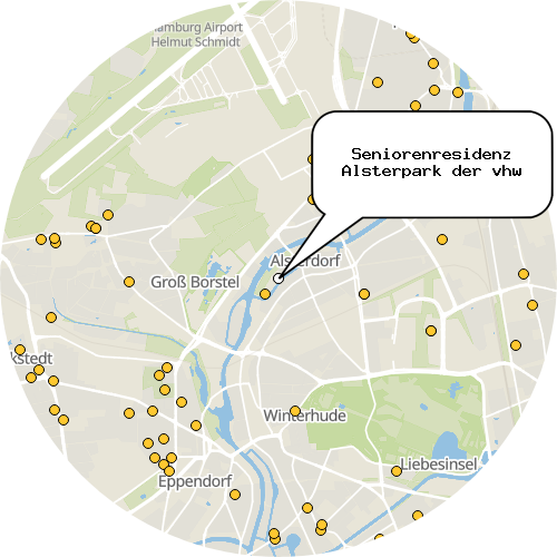 Kartenausschnitt für die Firma Seniorenresidenz Alsterpark der vhw