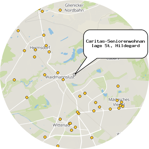 Kartenausschnitt für die Firma Caritas-Seniorenwohnanlage St. Hildegard