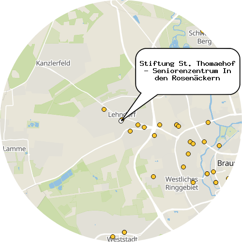 Kartenausschnitt für die Firma Stiftung St. Thomaehof - Seniorenzentrum In den Rosenäckern