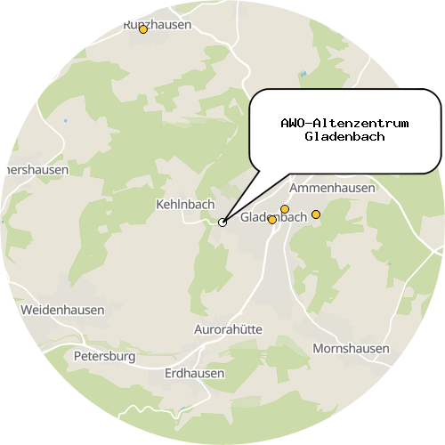 Kartenausschnitt für die Firma AWO-Altenzentrum Gladenbach