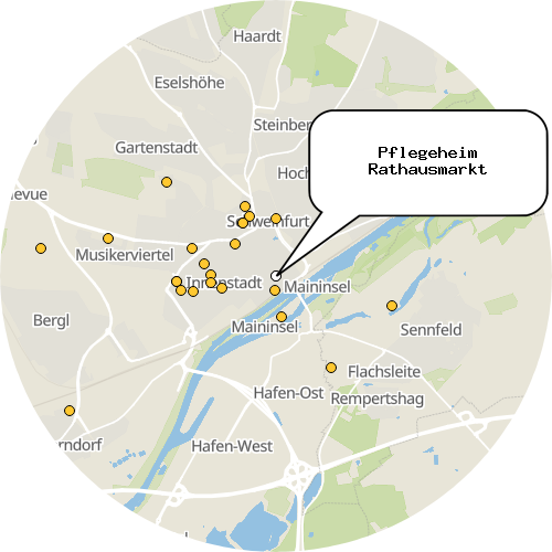 Kartenausschnitt für die Firma Pflegeheim Rathausmarkt