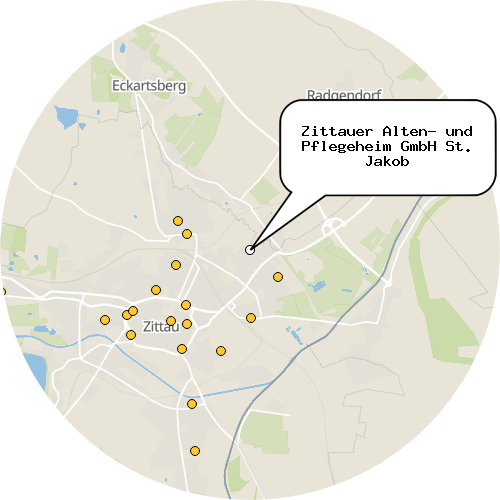 Kartenausschnitt für die Firma Zittauer Alten- und Pflegeheim GmbH St. Jakob