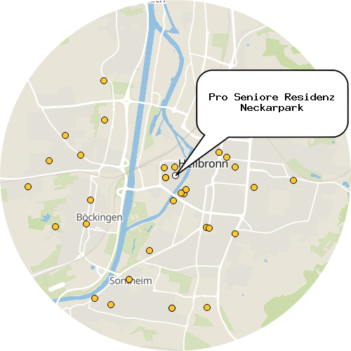 Kartenausschnitt für die Firma Pro Seniore Residenz Neckarpark