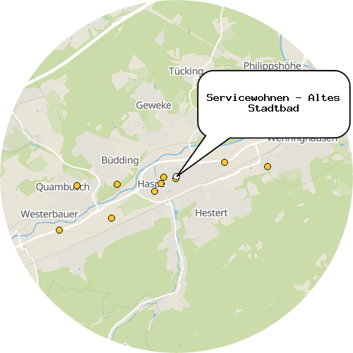 Kartenausschnitt für die Firma Servicewohnen - Altes Stadtbad