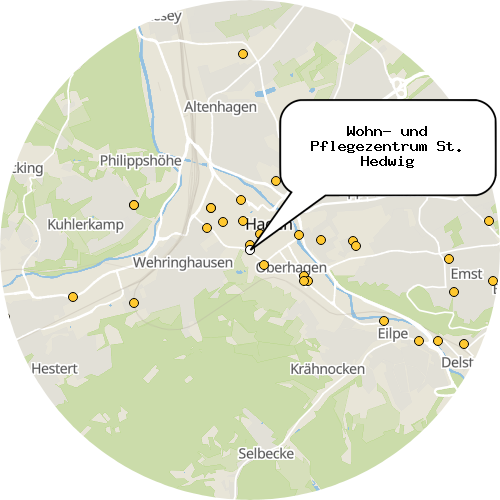 Kartenausschnitt für die Firma Wohn- und Pflegezentrum St. Hedwig