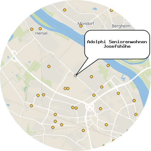 Kartenausschnitt für die Firma Adolphi Seniorenwohnen Josefshöhe