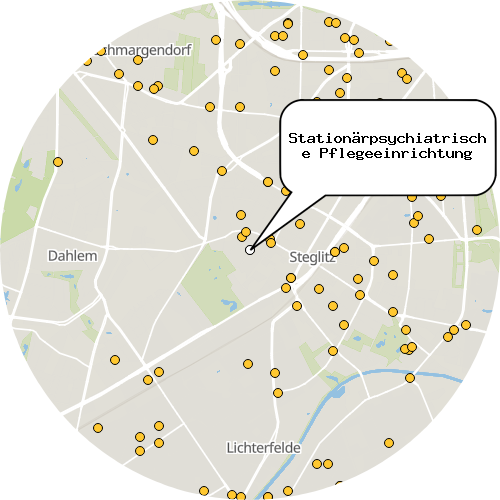 Kartenausschnitt für die Firma Stationärpsychiatrische Pflegeeinrichtung