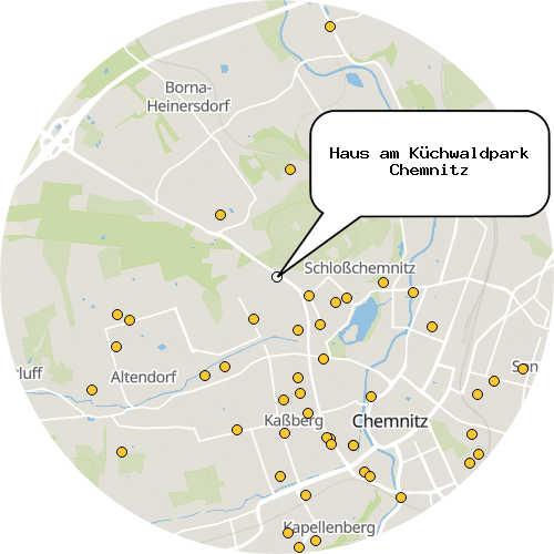 Kartenausschnitt für die Firma Haus am Küchwaldpark Chemnitz
