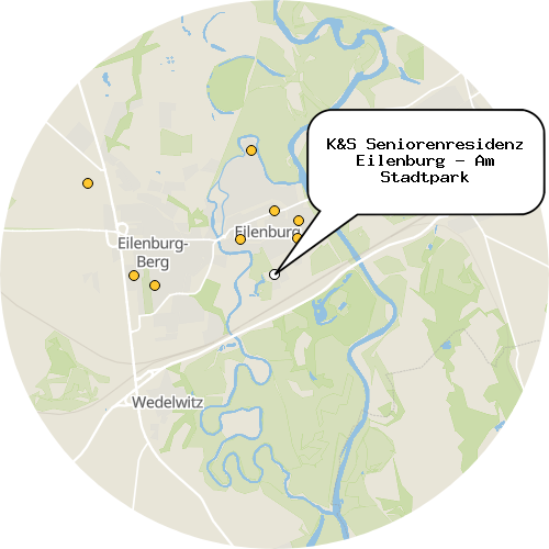 Kartenausschnitt für die Firma K&S Seniorenresidenz Eilenburg - Am Stadtpark