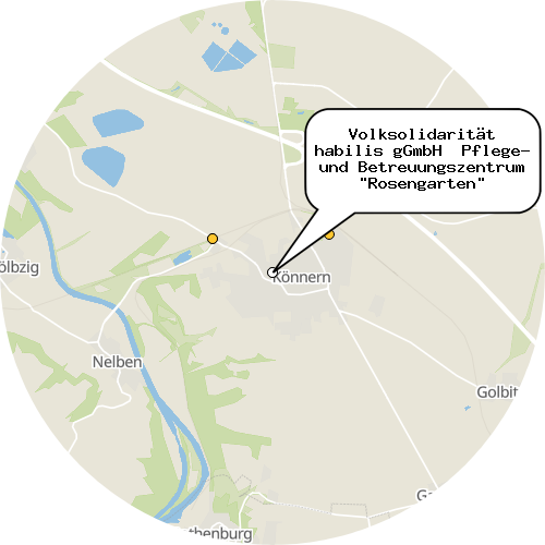 Kartenausschnitt für die Firma Volksolidarität habilis gGmbH  Pflege- und Betreuungszentrum "Rosengarten"