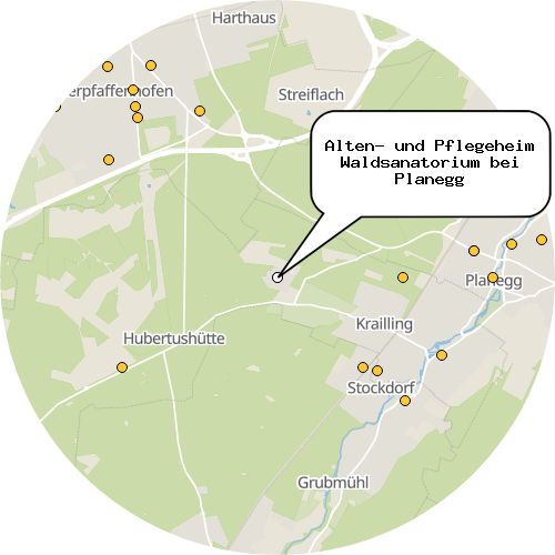 Kartenausschnitt für die Firma Alten- und Pflegeheim Waldsanatorium bei Planegg