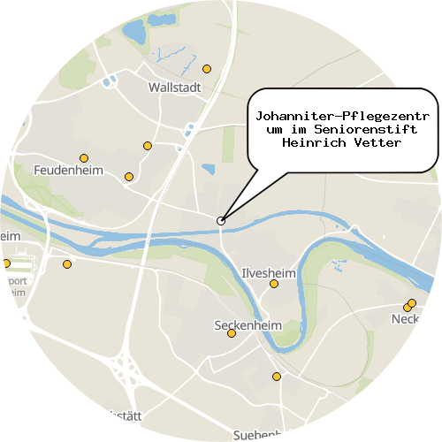 Kartenausschnitt für die Firma Johanniter-Pflegezentrum im Seniorenstift Heinrich Vetter