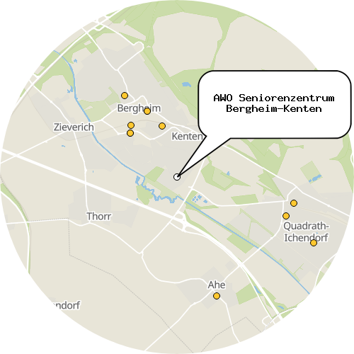 Kartenausschnitt für die Firma AWO Seniorenzentrum Bergheim-Kenten