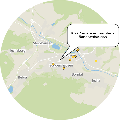 Kartenausschnitt für die Firma K&S Seniorenresidenz Sondershausen