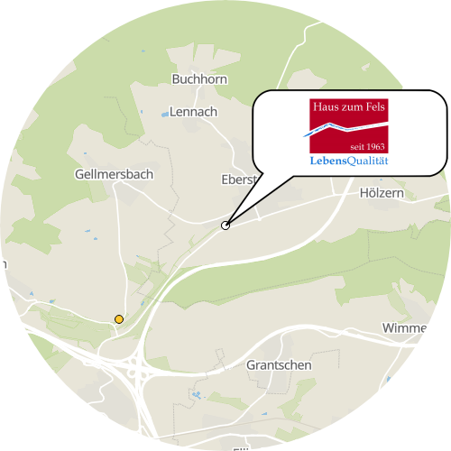 Kartenausschnitt für die Firma Haus zum Fels Eberstadt