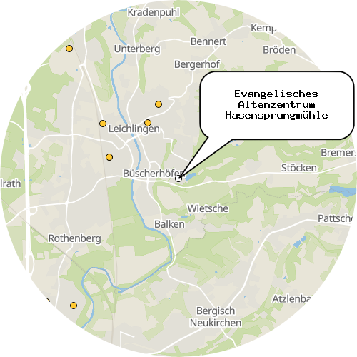 Kartenausschnitt für die Firma Evangelisches Altenzentrum Hasensprungmühle