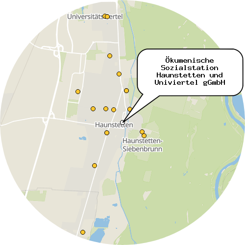 Kartenausschnitt für die Firma Ökumenische Sozialstation Haunstetten und Univiertel gGmbH