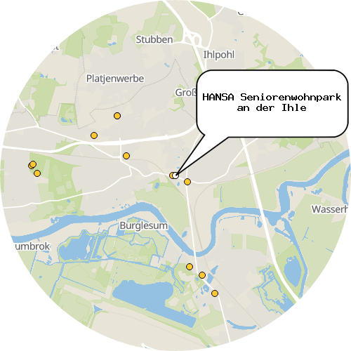 Kartenausschnitt für die Firma HANSA Seniorenwohnpark an der Ihle