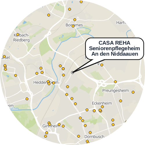 Kartenausschnitt für die Firma CASA REHA Seniorenpflegeheim An den Niddaauen