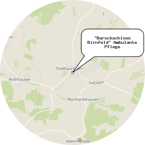 Kartenausschnitt für die Firma "Barockschloss Birnfeld" Ambulante Pflege