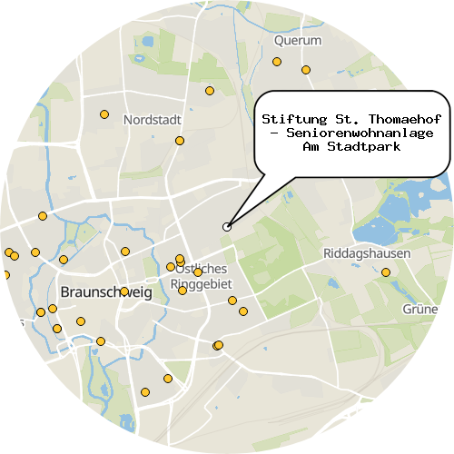 Kartenausschnitt für die Firma Stiftung St. Thomaehof - Seniorenwohnanlage Am Stadtpark