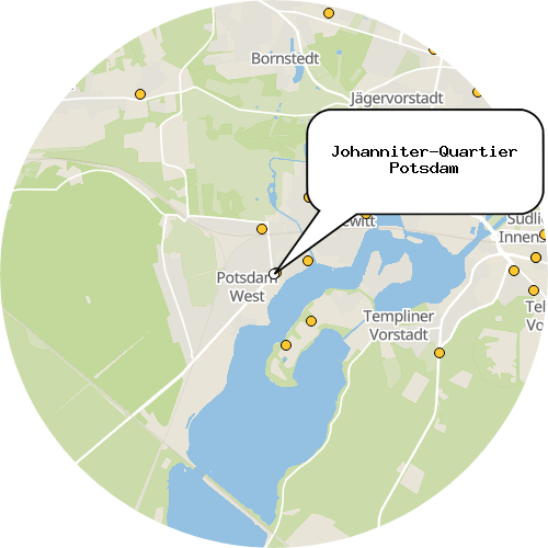 Kartenausschnitt für die Firma Johanniter-Quartier Potsdam