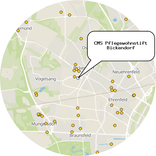 Kartenausschnitt für die Firma CMS Pflegewohnstift Bickendorf