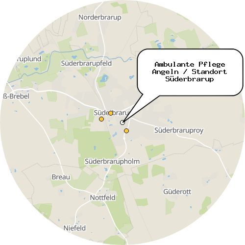 Kartenausschnitt für die Firma Ambulante Pflege Angeln / Standort Süderbrarup